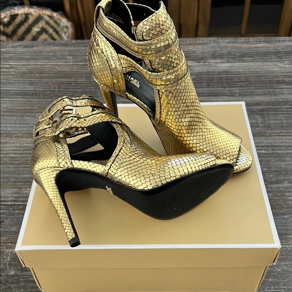 Gold Open Toe Booties